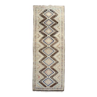 Geometric Vintage Runner, 3'7'' X 9'6'' For Sale