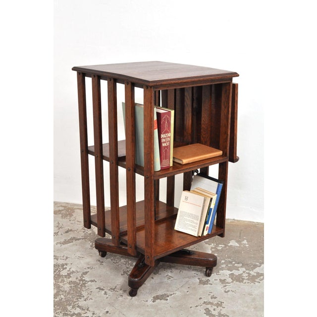 Antique Revolving Bookcase in Oak with Top, 1900s For Sale - Image 15 of 17
