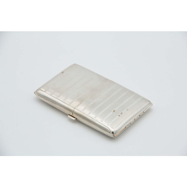 Guilloche Silver Cigarette Case For Sale - Image 3 of 4