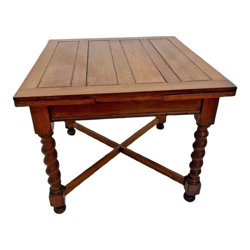 Antique Expanding Pub Kitchen Table Barley Twist Legs Quarter