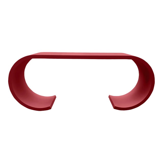 Mid Century Modern Waterfall Style Console Ruby Red For Sale