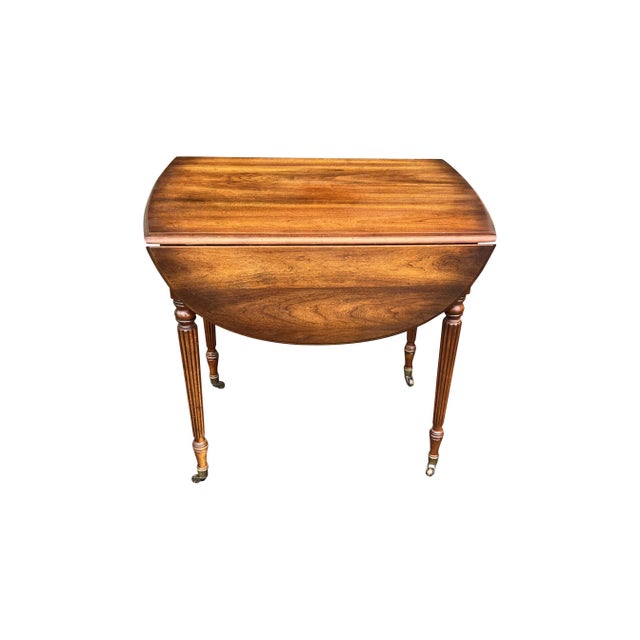 Wood Late 20th Century Statton Drop-Leaf Side Table with Drawer For Sale - Image 7 of 13