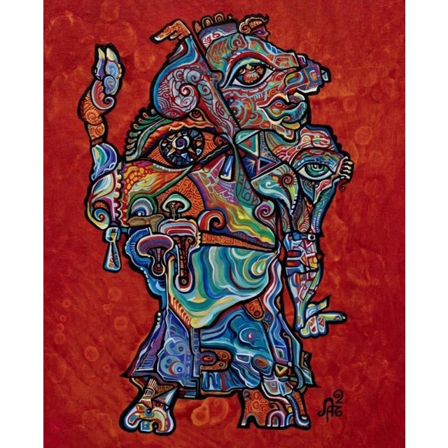 Alexander Arshansky, "Fire Horseman" Abstract/Cubist Piece For Sale