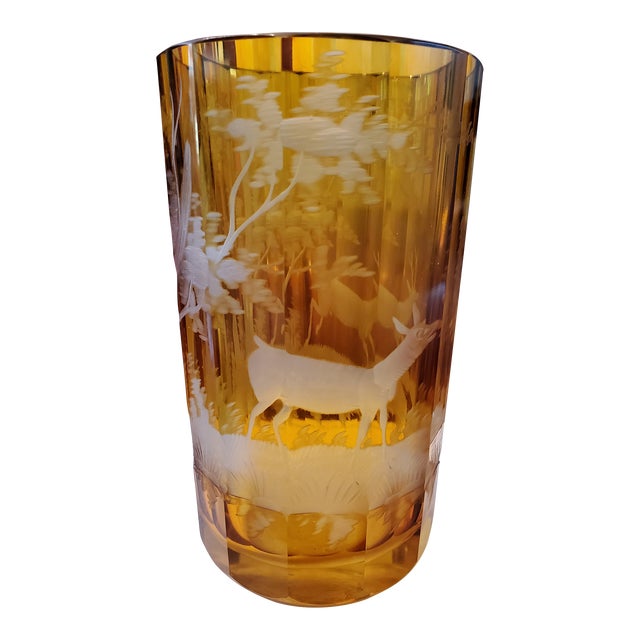 Antique Bohemian Glass Moser Deer Goblet For Sale