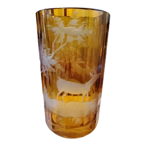 Antique Bohemian Glass Moser Deer Goblet