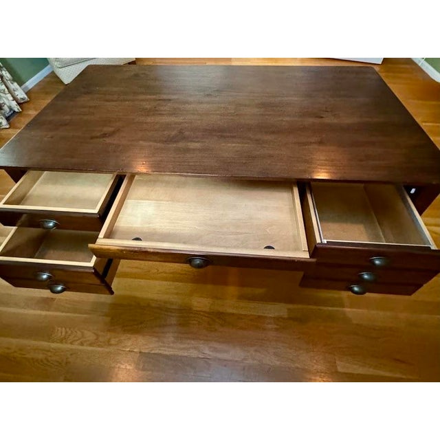 2010s Pottery Barn Walnut Bedford Executive Desk (Check My Other Listing for a Matching Desk, Sold Separately) For Sale - Image 5 of 15