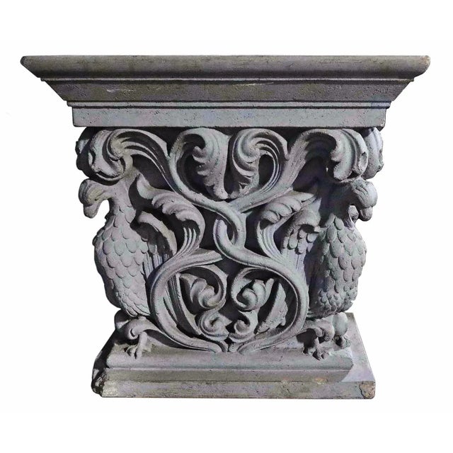 Antique Table or Pedestal Base - Cast Stone - Neo-Romanesque Style For Sale In New York - Image 6 of 6