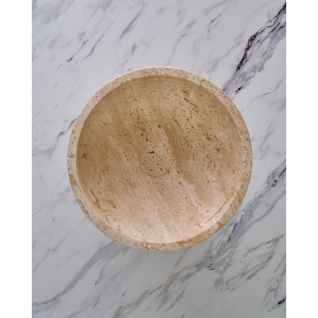 Organic Modern "Lane" Decorative Circular Bowl by Montana Labelle in Natural Marble For Sale In Baltimore - Image 6 of 7