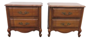 French Carved Large Nightstands Bedside End Tables a Pair 6437