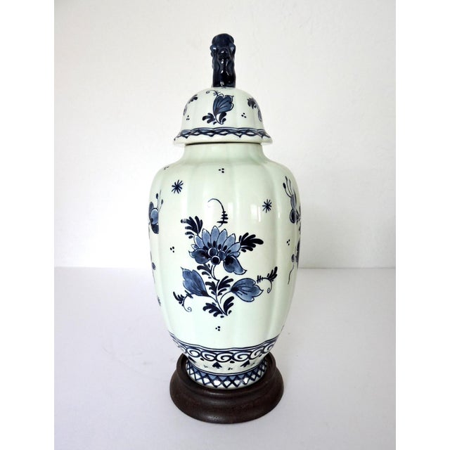 20th Century Royal Delft Blue and White 'Foo Lion' Porcelain Floral