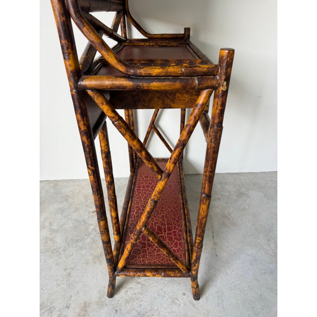 Vintage Maitland-Smith English Style Burnt Bamboo Hall Tree / Coat Rack With Mirror For Sale - Image 11 of 12