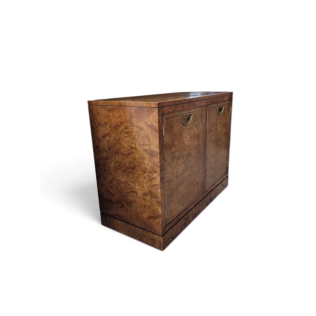 Mastercraft Postmodern Burl Wood & Brass Modular Credenza or Pair of Cabinets For Sale In West Palm - Image 6 of 12