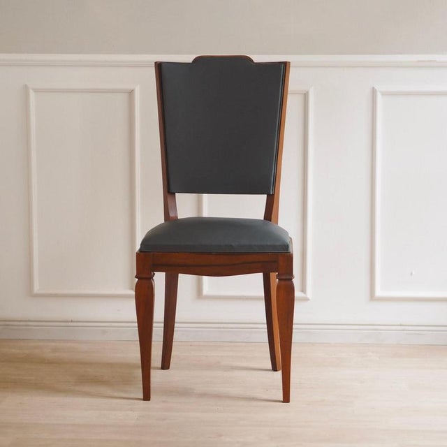 Art Deco Chairs with Petrol Faux Leather Seats, 1930s, Set of 6 For Sale - Image 18 of 18