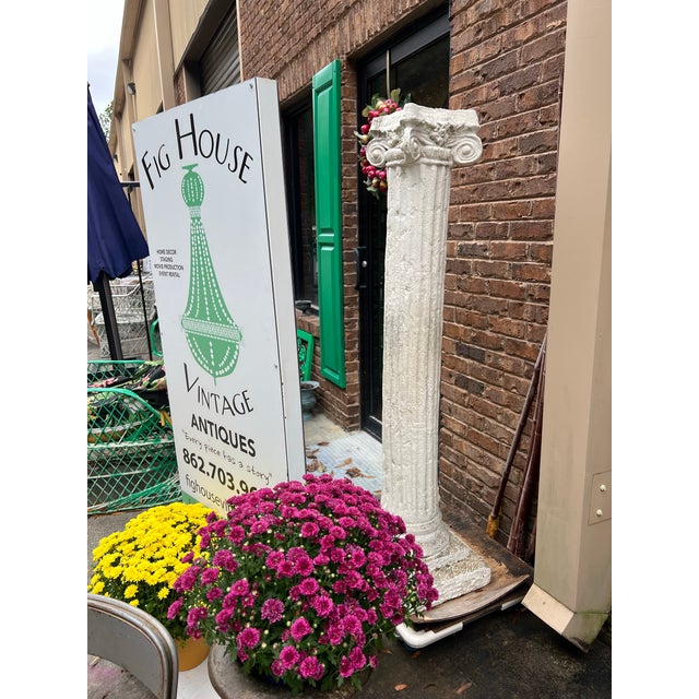 Mid-Century Modern Large Outdoor White Concrete Pedestal For Sale - Image 3 of 3