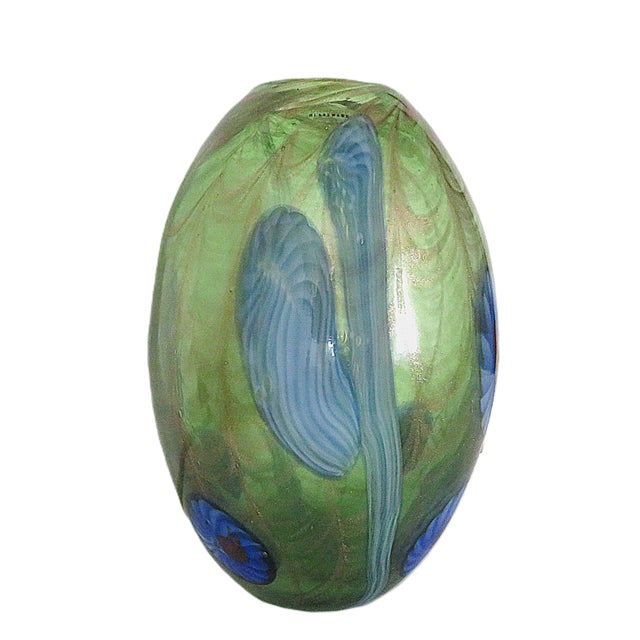 11 1/2" Millefiore Italian Murano Glass Vase With Gold Flecks For Sale In Providence - Image 6 of 10