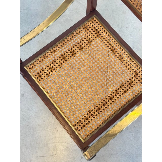 Vienna Straw, Brass and Wood Chairs, 1970s, Set of 4 For Sale - Image 13 of 16
