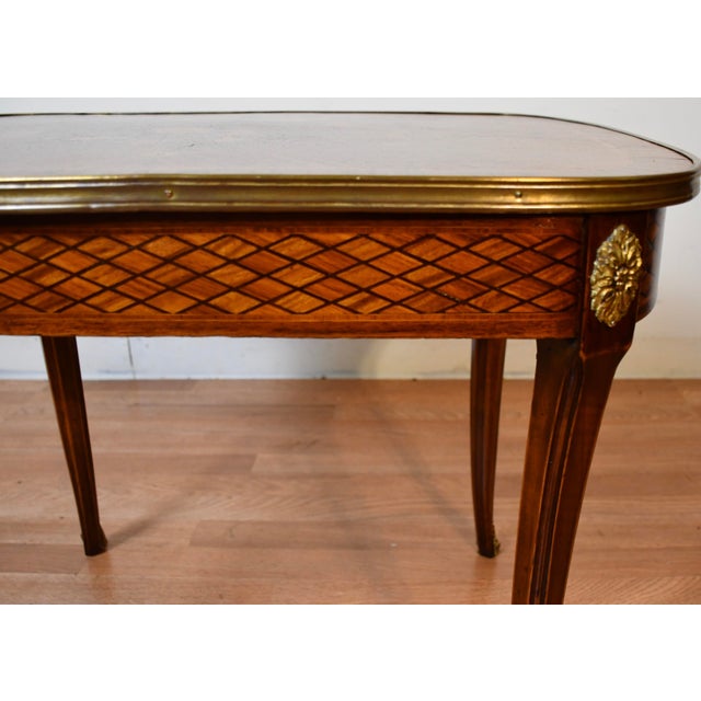 1900 French Louis Xv Walnut & Satinwood Inlay Small Coffee Table For Sale - Image 10 of 15