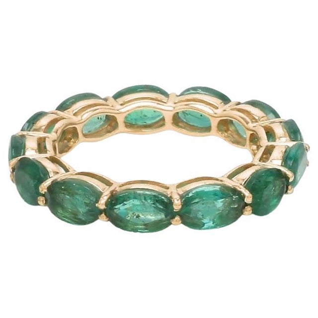 Natural 5.79 cts Zambian emerald band ring in 18k gold For Sale - Image 15 of 18