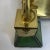 Metal Antique Tungstolier 4 Light Brass Chandelier Mission Arts Craft Green Slag Glass For Sale - Image 7 of 11