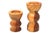 A set of two vintage handmade pillar candle holders, composed of layered, turned and lacquered wood. Good vintage...