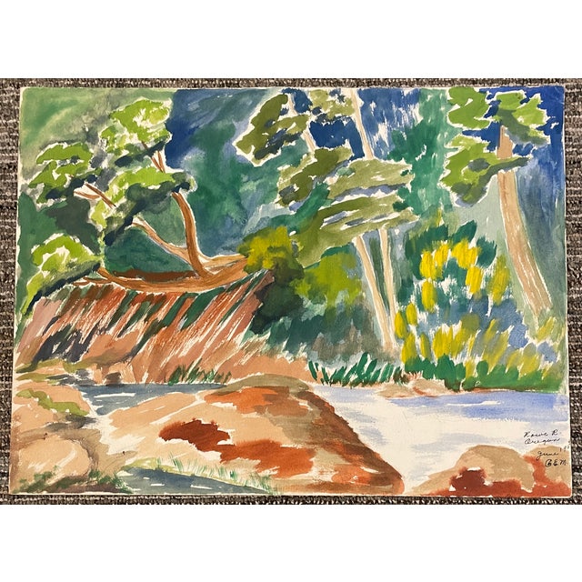 Traditional 1954 Rowe River Oregon Painting by Matthews For Sale - Image 3 of 4