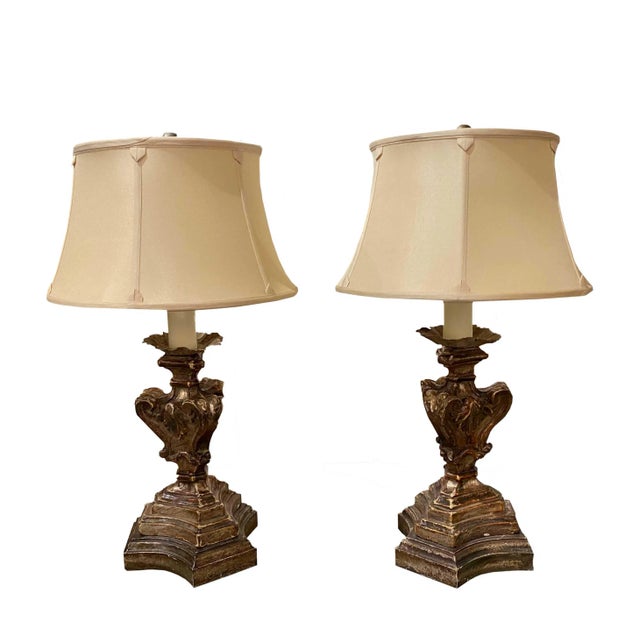 19th Century Antique Italian Wood Fragment Lamps - a Pair For Sale - Image 5 of 5