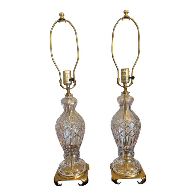 Vintage Waterford Crystal Style Table Lamps - a Pair For Sale
