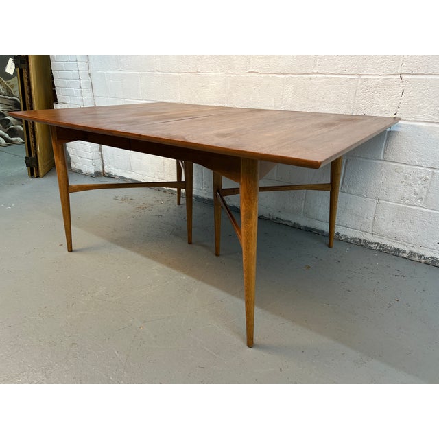 Mid 20th Century Tapered Walnut Expanding Leaf Table For Sale - Image 12 of 13
