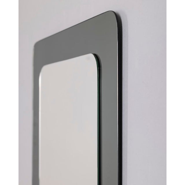 Mid-Century Modern Vintage Italian Smoked Glass Wall Mirror, 1970s For Sale - Image 3 of 8