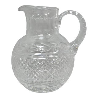 Vintage Victorian Style Leah Pattern Cut Crystal Glass Water Pitcher by Galway For Sale