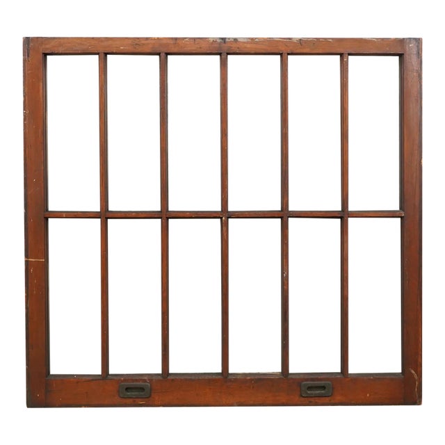 Mid 20th Century Reclaimed Wood Framed 12 Pane Window For Sale
