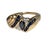 A lovely vintage 10k gold marquis cut blue sapphire and diamond cocktail ring. This is such a beautiful piece, it would...
