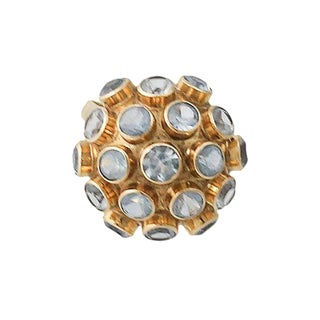 H. Stern Style 18k Gold Aquamarine Sputnik Ring For Sale