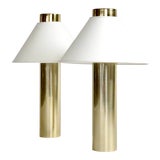 Image of 1980s Brass Column Touch Lamps - a Pair For Sale