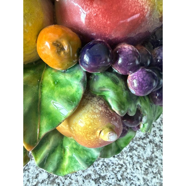 Vintage 20th Century Italian Majolica Ceramic Fruit Basket Centerpiece by Cottura For Sale - Image 12 of 14