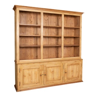 Early 20th Century Danish Pine Bookcase Display Cabinet For Sale