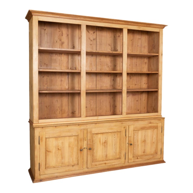 Early 20th Century Danish Pine Bookcase Display Cabinet For Sale