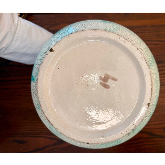 Antique Majolica Ceramic Cuspidor Planter Cachepot With Floral Motifs For Sale - Image 11 of 12