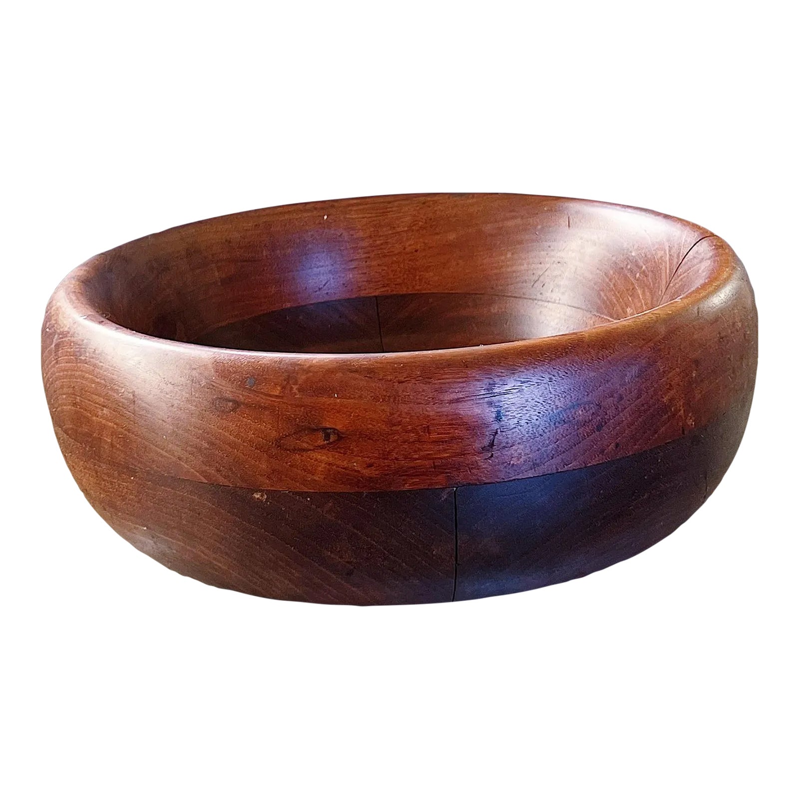 MidCentury Hand Turned Fruit Bowl in Thick Highly Grained Wood Chairish