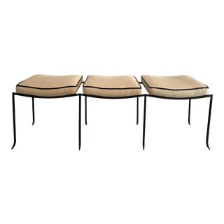 Contemporary Arteriors “Mosquito” Triple Seat Bench With Custom Upholstery For Sale