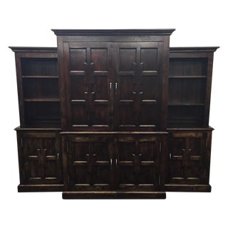Carved Dark Wood Armoire For Sale