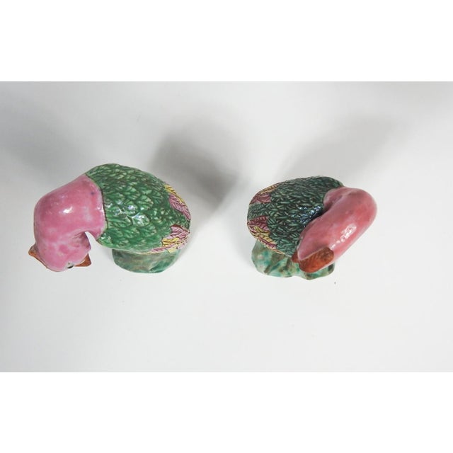 Late 19th Century Small Late 19th Century Chinese Export Pink Porcelain Birds - A Pair For Sale - Image 5 of 6