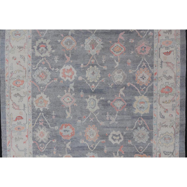 Tribal Large Turkish Modern Oushak Rug in Gray and Neutrals and All-Over Design 14'5"x18'0" For Sale - Image 3 of 12