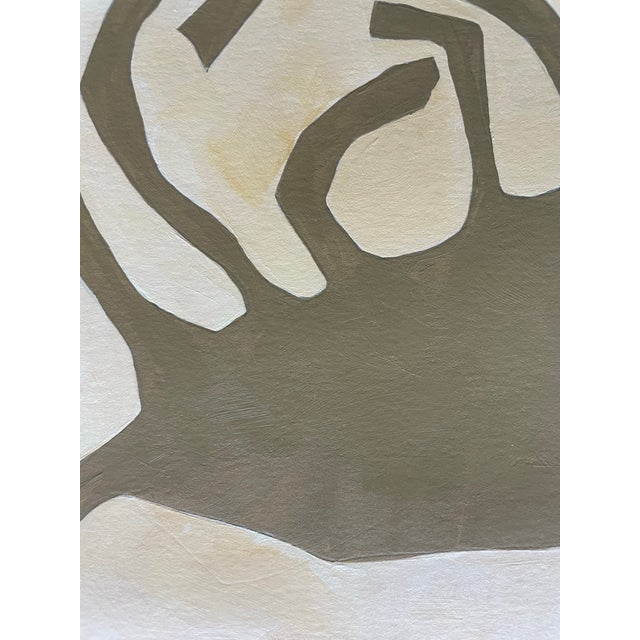 Abstract minimalist botanical acrylic painting on French hand crafted cotton paper. Framed in a gold frame. All works on...