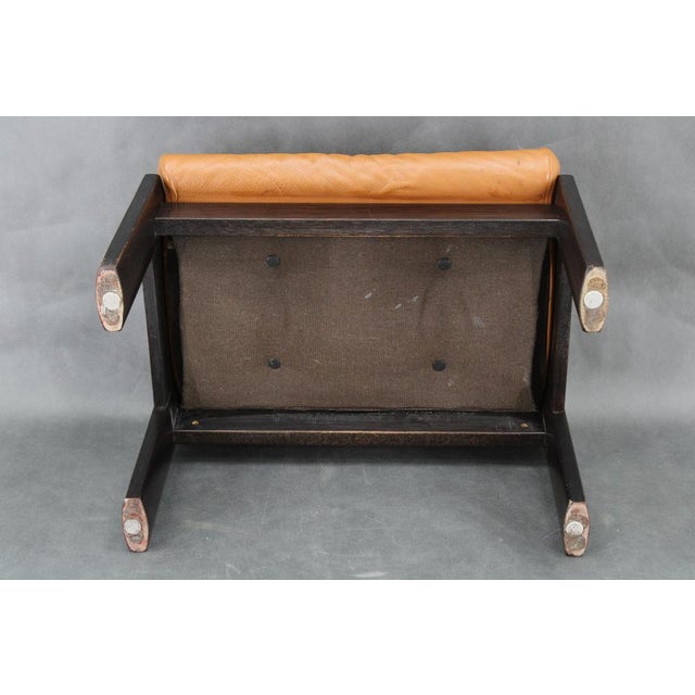 Brown Leather Oak Stool, Denmark, 1960s For Sale - Image 11 of 12