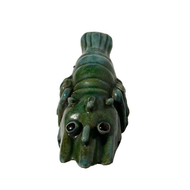 Vintage Shiwan Blue and Green Crayfish Wall Pocket For Sale - Image 9 of 12