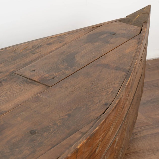 Rustic Vintage Decorative Model Boat With Holes for Fishing or Large Creel, Circa 1940 For Sale - Image 9 of 11