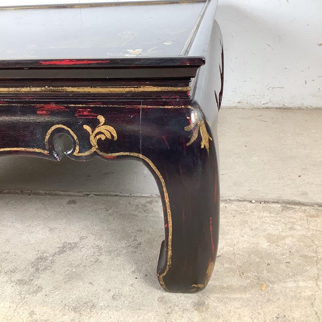 Vintage Black Lacquer Chinoiserie Cocktail Table With Gilt Decoration For Sale - Image 12 of 12