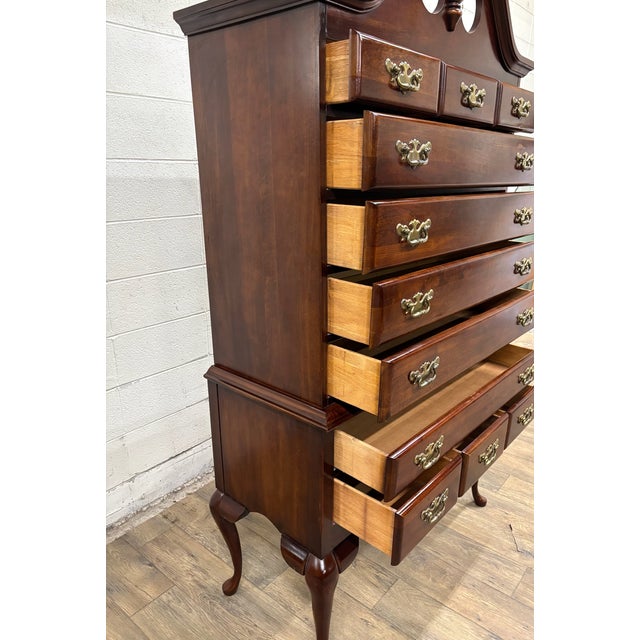 Vintage Lea Traditional Queen Anne Style Highboy Chest For Sale - Image 10 of 14