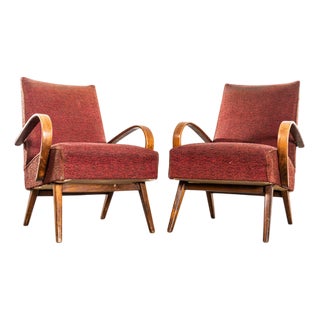 Armchair in Rust Bouclé Fabric by Jaroslav Šmídek, 1950s For Sale